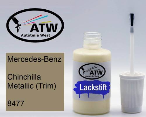 Mercedes-Benz, Chinchilla Metallic (Trim), 8477: 20ml Lackstift, von ATW Autoteile West.